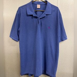 Brooks Brothers Polo Shirt Blue Purple Logo Cotton XL Original Fit